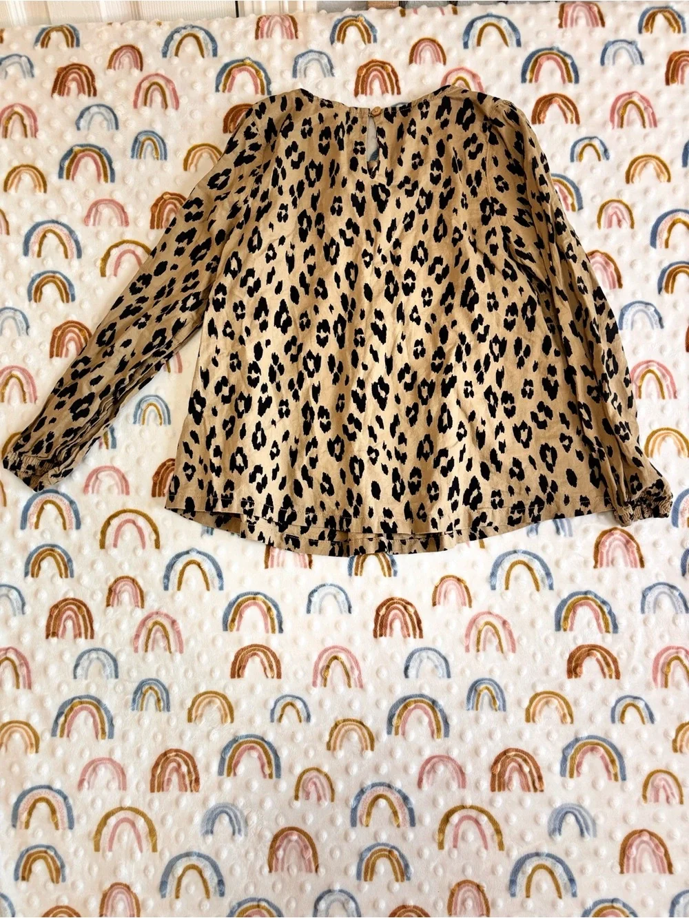 Carter's Leopard Print Smocked Long-Sleeve Top - Tan & Black
